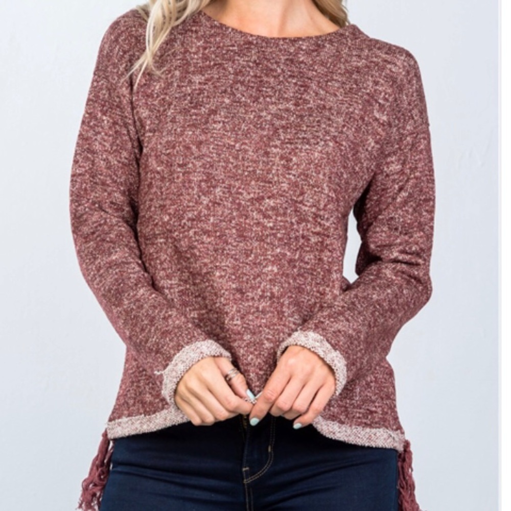 Wine Tassel Sweater